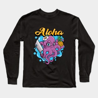 Aloha Octopus holding pineapple Long Sleeve T-Shirt